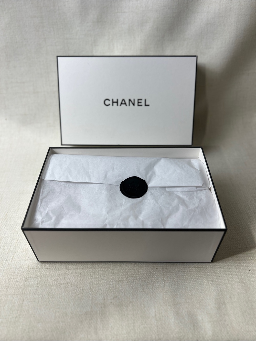 Chanel Empty Gift Box w/ Tissue & Camellia Seal Luxury Packaging